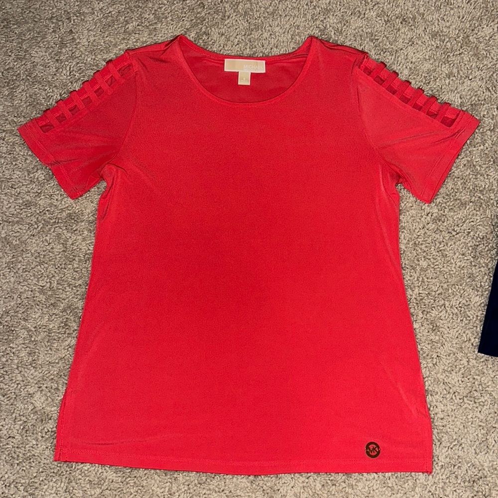 Michael Kors small orange blouse with cut out sleeves